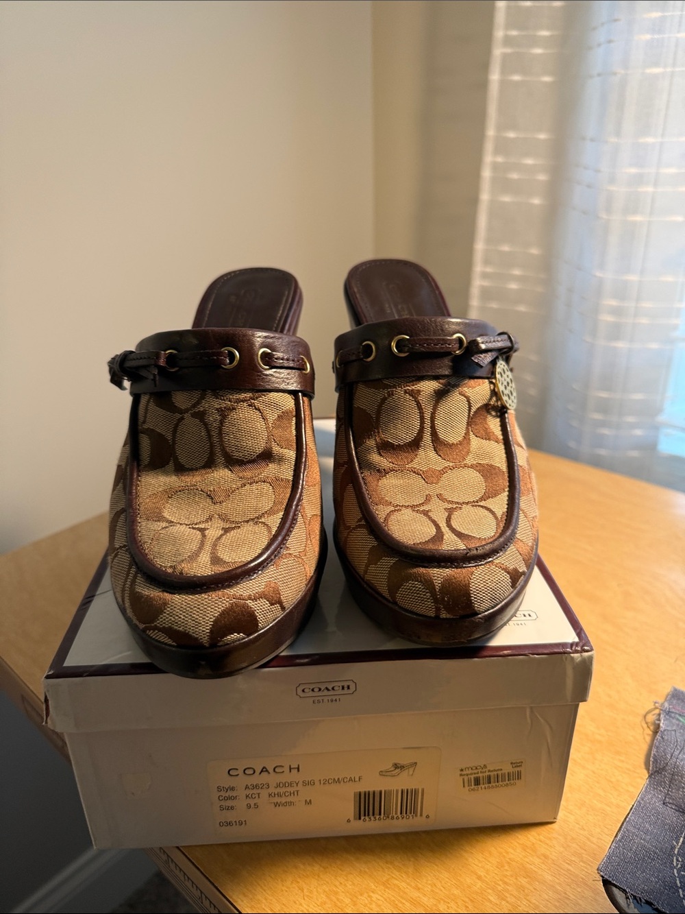 Coach Brown Signature Jacquard Slip-On Clogs